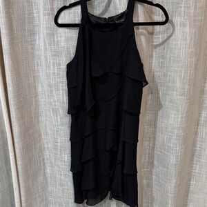 White House Black Market Black Ruffled Mini Dress
